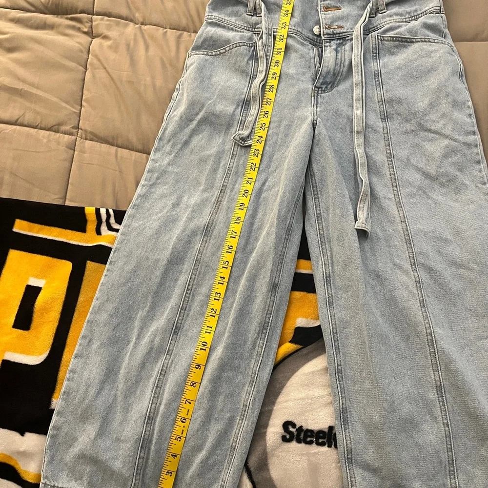 Forever 21 Belted Wide Leg Jeans - Light Blue - Picture 5 of 12